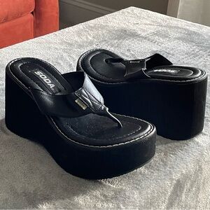 Vintage 90s Y2K Soda Wedge Platform Flip Flop Thong Sandals Size 6.5